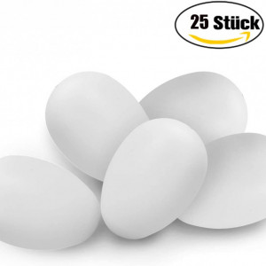 Set de 25 oua pentru pictat de Paste Doublink, cu snur de agatat, alb, plastic, 6 cm - Img 4