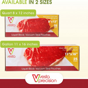 Set de 25 pungi pentru vidat alimente Vesta Precision, plastic, transparent, 20,3 x 30,5 cm - Img 3