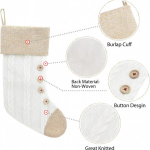 Set de 3 ciorapi de Craciun Duosheng & Elegant, textil, alb, 40 x 26,7 x 18 cm - Img 4