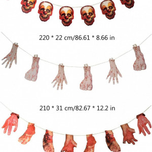 Set de 3 ghirlande de Halloween MoK, hartie, multicolor, 210/220 cm - Img 7