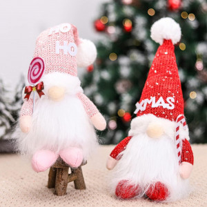 Set de 3 gnomi pentru Craciun FengRise, LED, textil, multicolor, 9 x 33 cm - Img 4