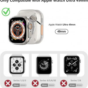 Set de 3 huse Mugust, compatibile cu Apple Watch Ultra 49 mm, roz/transparent/crem