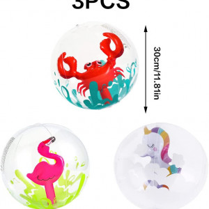 Set de 3 mingi de plaja XiXiRan, PVC, multicolor, 30 cm - Img 2
