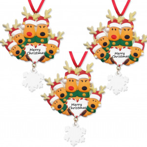 Set de 3 ornamente pentru Craciun Qetrabone, model reni, rasina, multicolor - Img 1