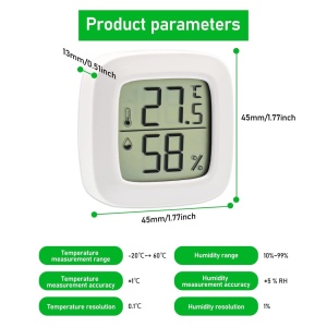 Set de 3 termometre /higrometre Difcul, plastic, alb/negru, 4,5 x 4,5 x 1,3 cm