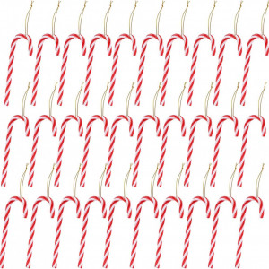 Set de 30 de bastonase pentru bradul de Craciun XIAOMAOMAO, acrilic, alb/rosu, 13 cm
