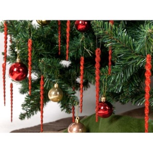 Set de 30 decoratiuni pentru Craciun AMS, rosu, plastic, 13 cm - Img 6