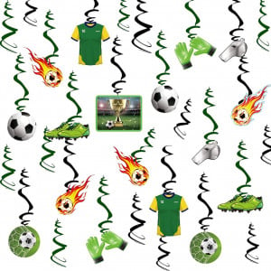 Set de 30 decoratiuni spirala AIBAOBAO, PVC, tematica fotbal, multicolor, 14 cm