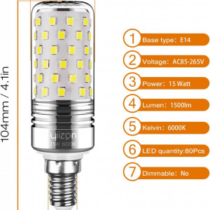 Set de 4 becuri Yiizon, LED, metal/plastic, alb rece, 32 x 104 mm, 15W - Img 6