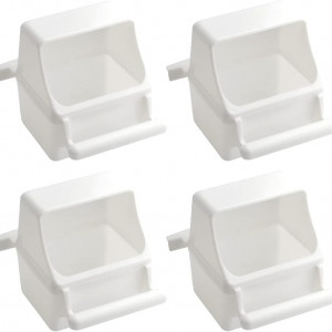 Set de 4 boluri pentru hranirea pasarilor in cusca XINMEIWEN, plastic, alb, 7 x 5 x 9 cm - Img 1