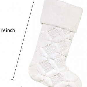 Set de 4 ciorapi pentru Craciun Duosheng & Elegant, alb, catifea, 48 x 29 cm - Img 4