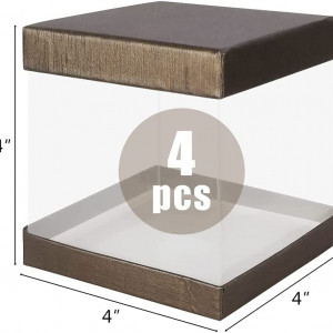 Set de 4 cutii pentru cadouri CODOHI, maro/transparent, 10 x 10 x 10 cm - Img 5