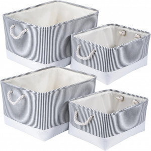 Set de 4 cutii pentru depozitare Hawthyhome, textil, alb/gri