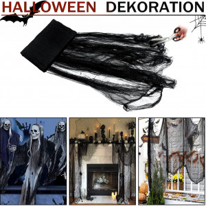 Set de 4 decoratiuni de Halloween Gaoxun, textil, alb/negru, 197 x 85 cm - Img 6