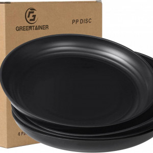 Set de 4 farfurii Greentainer, plastic, negru, 19,8 x 3,8 cm - Img 1