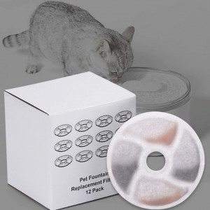 Set de 4 filtre pentru apa pisici/caini LAJIOJIO, rasina/carbon activ, gri, 13 x 13 x 2 cm - Img 3