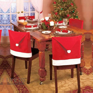 Set de 4 huse de scaune pentru Craciun Maduoer, textil, rosu/alb, 50 x 60 cm - Img 2