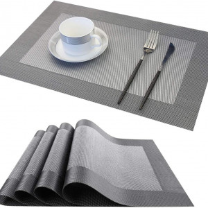 Set de 4 naproane Balcony&Falcon, PVC, gri/argintiu, 30 x 45 cm