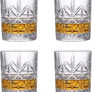 Set de 4 pahare pentru whisky SkySnow, sticla, transparent, 8,5 x 9 cm, 340 ml