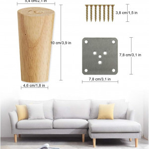 Set de 4 picioare pentru mobilier Sinzau, lemn/metal, natur, 10 x 4,6 x 5,4 cm - Img 5
