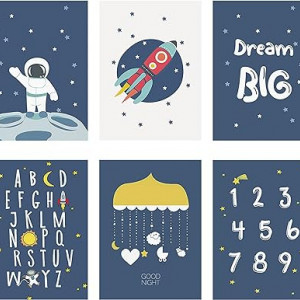 Set de 4 postere cu astronauti ED-Lumos, multicolor, A4