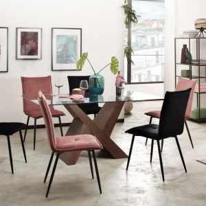 Set de 4 scaune Donna Meila, catifea /metal, negru, 59x48x93 cm - Img 3