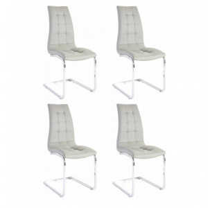 Set de 4 scaune LOLA din piele sintetica/metal, gri/argintiu, 52 x 54 x 101 cm