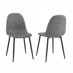 Set de 4 scaune Moody, tesătură / metal, gri/negru, 87 x 44 x 45 cm - Img 3