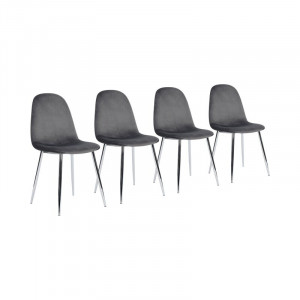 Set de 4 scaune Santa Clara, textil, gri/argintiu, 86 x 43 x 46 cm - Img 1