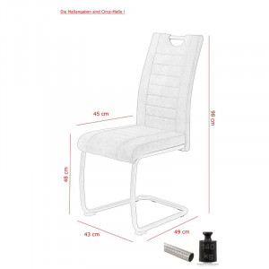 Set de 4 scaune tapitate Fenton, maro/argintiu, 98 x 43 x 59 cm - Img 2