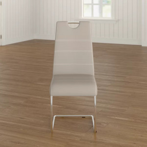 Set de 4 scaune tapitate Kresha, piele PU/metal, cappuccino/argintiu, 98 x 43 x 59 cm