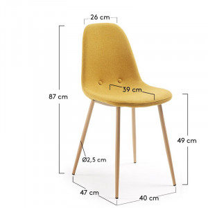 Set de 4 scaune tapitate Lamply, galben, 87 x 40 x 47 cm - Img 2