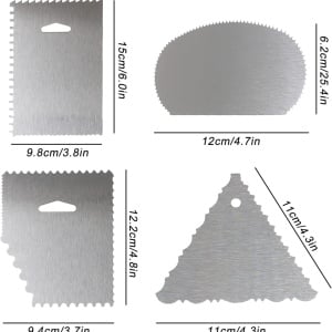 Set de 4 spatule pentru decorarea tortului Xlooyee, otel inoxidabil, argintiu