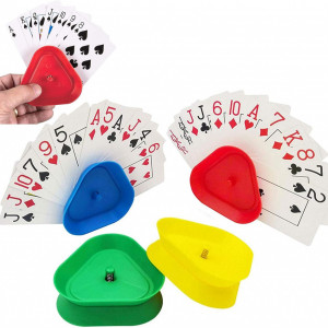 Set de 4 suporturi pentru carti de joc YBFBSJK, plastic, multicolor, 8,2 x 2,5 cm 