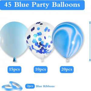 Set de 45 baloane Cuidongsheng, latex, alb/albastru, 30 cm - Img 5