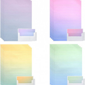 Set de 48 coli de scris si 24 de plicuri pentru scrisori N/A, hartie, multicolor, 14,3 x 21 cm/ 17,4 x 8,7 cm