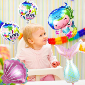 Set de 5 baloane pentru petrecere sirena Ungfu Mall, folie, multicolor