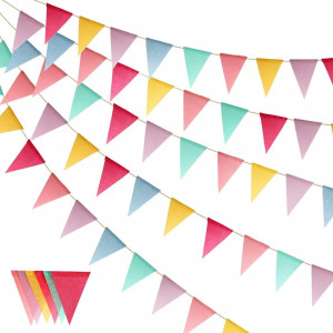 Set de 5 bannere pentru petrecere Veilhoho, textil, multicolor, 4 m - Img 1