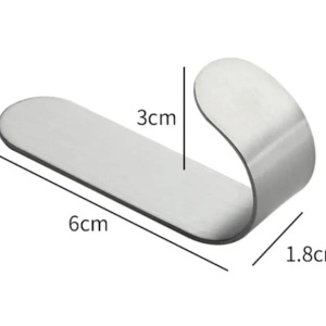 Set de 5 carlige autoadezive pentru prosoape MIEWAA, otel inoxidabil, argintiu, 1.8 x 6 cm