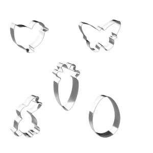 Set de 5 forme pentru biscuiti Joyoldelf, model Paste, otel inoxidabil, argintiu