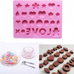 Set de 5 matrite pentru bomboane/ciocolata SIMUER, LOVE, silicon, multicolor, 25,5 x 20,3 cm - Img 8