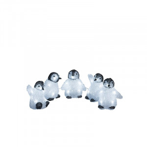 Set de 5 pinguini decorativi cu LED, 12 x 12 cm