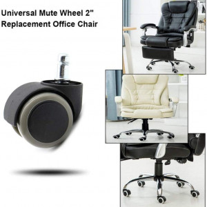 Set de 5 roti pentru scaun de birou JING, metal/cauciuc, gri/negru, 80 x 50 mm - Img 7