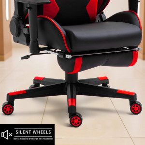 Set de 5 roti pentru scaunul de birou TIANSHU, poliuretan/metal, negru/rosu/argintiu, 60 x 54 x 83 mm - Img 7