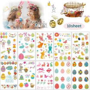 Set de 50 de oua cu accesorii de decorare pentru Paste Singtis, plastic, multicolor 6 x 4 cm - Img 4