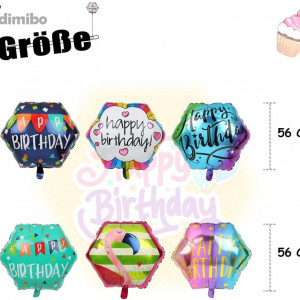Set de 6 baloane aniversare Odimibo, folie, multicolor, 56 cm - Img 7