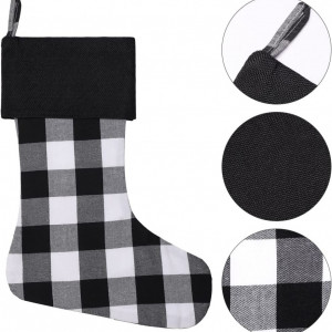 Set de 6 ciorapi de Craciun Cootato, textil, carouri,alb/negru, 46 cm - Img 6