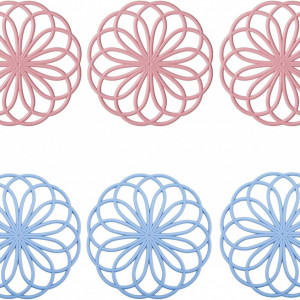 Set de 6 coastere LIMEOW, silicon, roz/albastru, 18,5 cm 