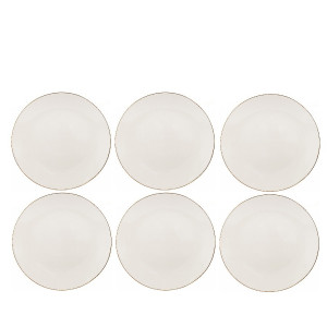 Set de 6 farfurii Allure, ceramica, alb/auriu, 26 cm
