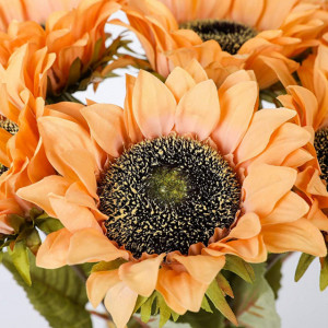 Set de 6 flori artificiale Tifuly, metal/plastic/matase, portocaliu/verde, 44 cm - Img 6